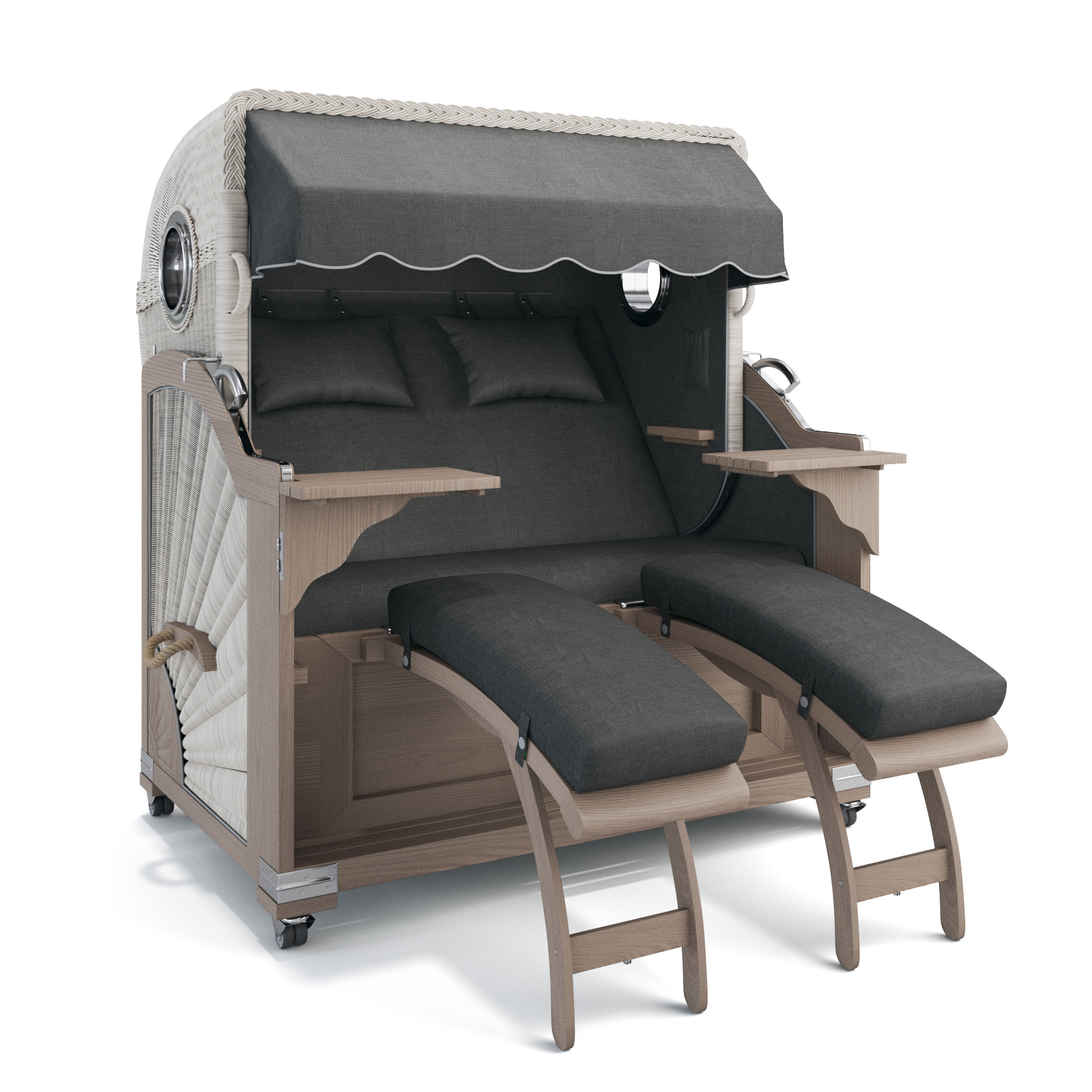 ABVERKAUF Kampen Teak Vintage WHITE WASHED mit Bullaugen Groningen anthrazit