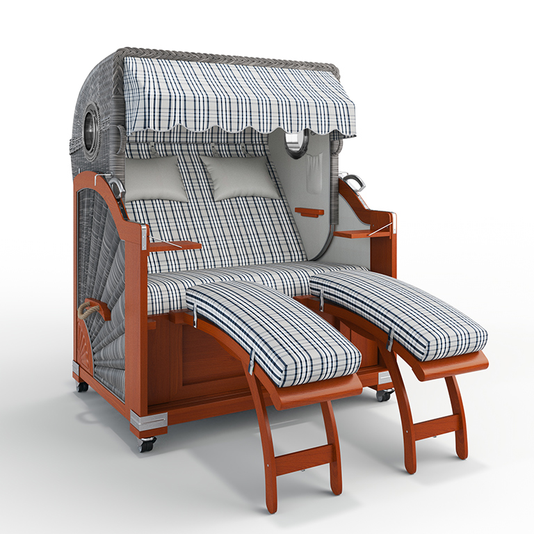 ABVERKAUF Keitum Mahagoni OLD TEAK mit Bullaugen Palma blau