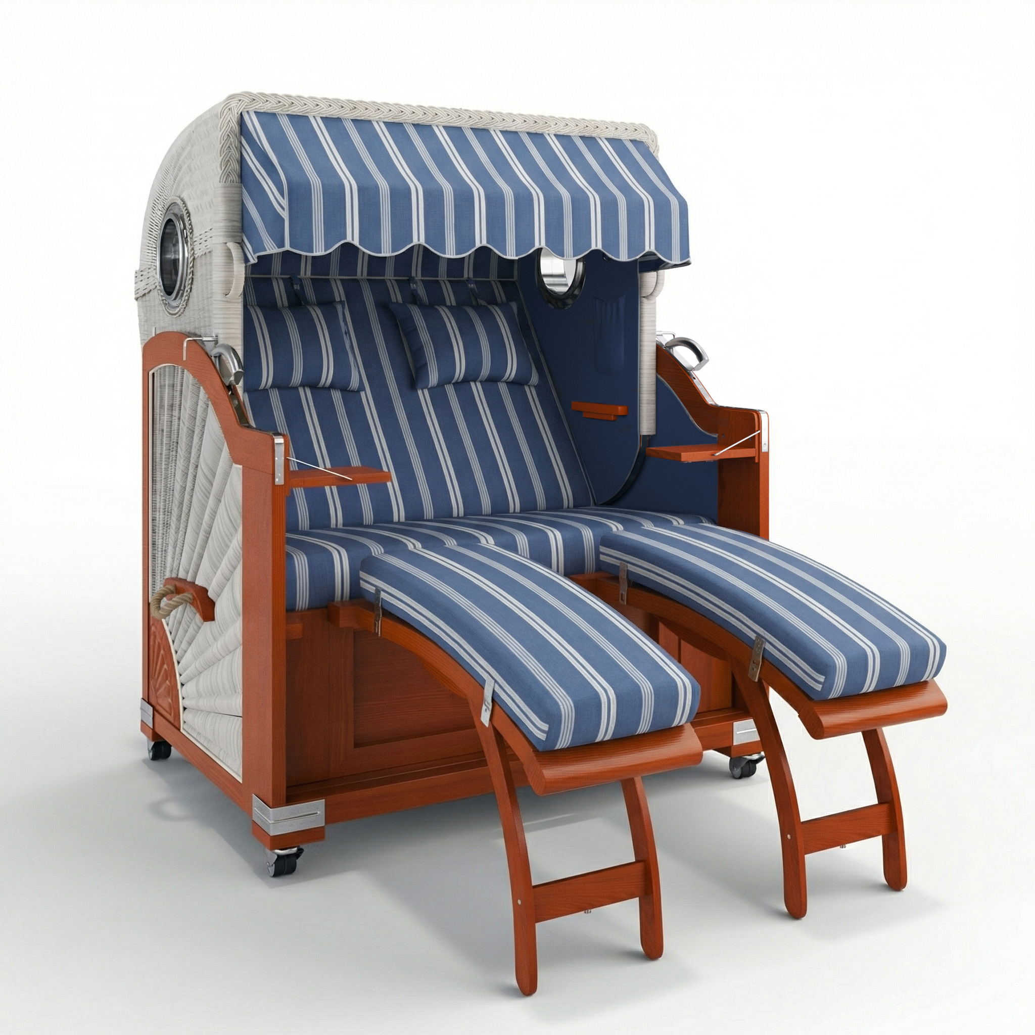 ABVERKAUF Keitum Teak NATURE WHITE mit Bullaugen Bremen blau