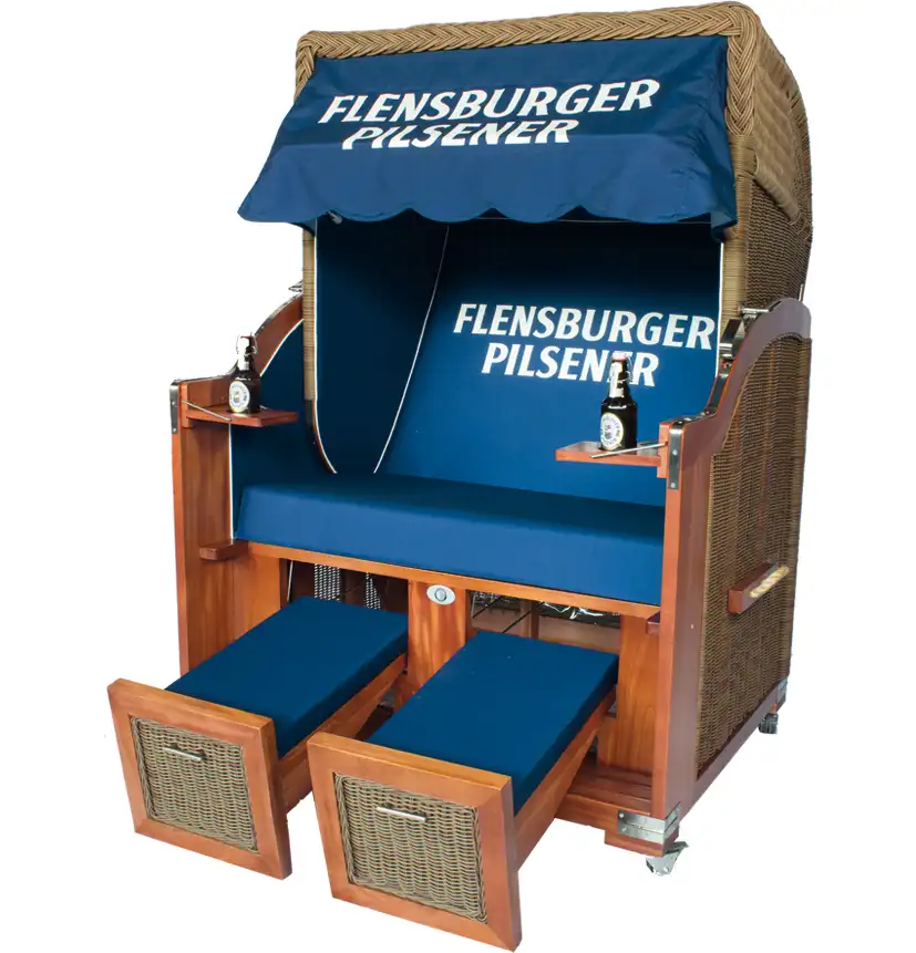 Flensburger Pilsener Strandkorb mit Logo