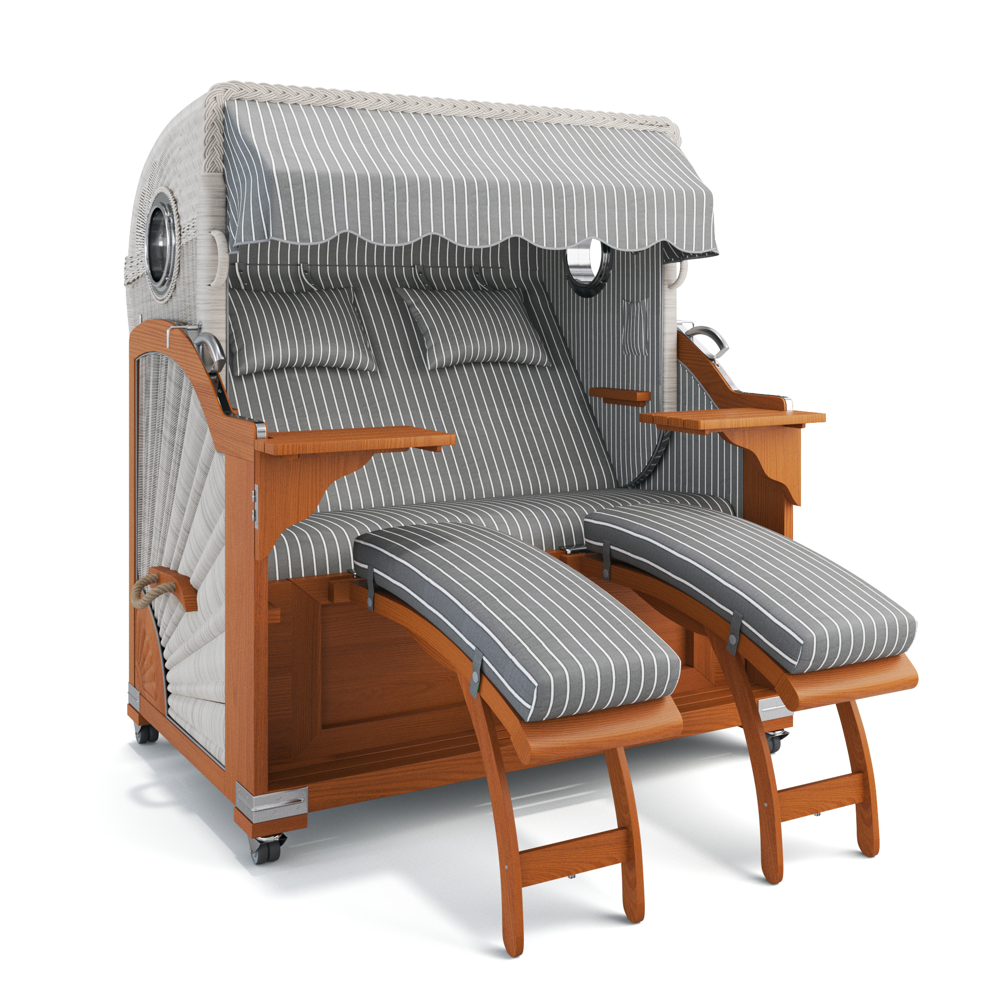 ABVERKAUF Kampen Teak NATURE WHITE mit Bullaugen Hannover grau